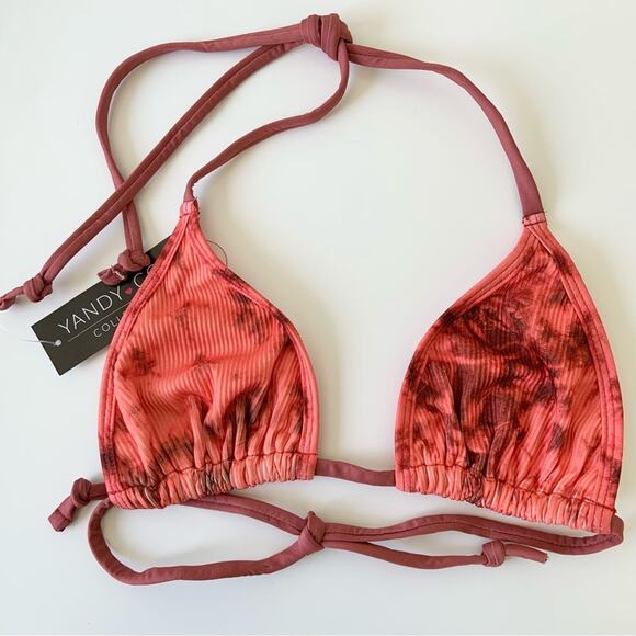 Yandy Two Piece Tie-Dye Bikini Two Piece Set Coral Orange Swimwear NEW - Picture 5 of 16